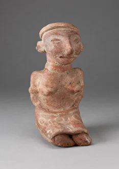 Seated Female Figurine with Patterned Skirt, 100 B. C. / A. D. 300. Creator: Unknown