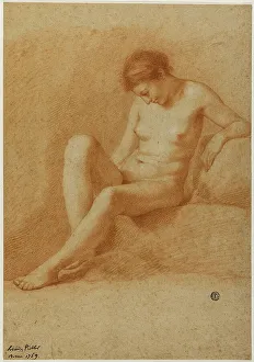 Stumping Prints: Seated Female Nude, 1769. Creator: Antonio Pichler