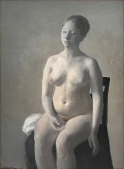 Hammershoi Wilhelm Prints: Seated Female Nude, 1889. Creator: Vilhelm Hammershøi
