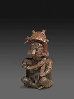 Seated Figure Playing a Rasp, c. A.D. 100. Creator: Unknown
