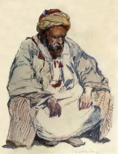 Adam And Charles Collection: Seated Figure of Syrian Shepherd in Sheepskin Coat, 1902. Creator: John Fulleylove
