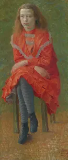 Stripe Prints: Seated girl, 1910-1915. Creator: Ivan Zabota