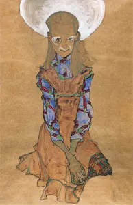 Seated Girl (Poldi Lodzinsky), c. 1910. Artist: Schiele, Egon (1890?1918)
