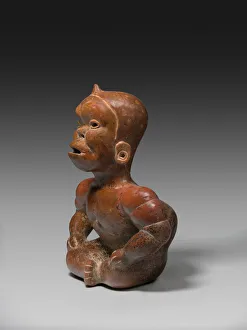 Colima Prints: Seated Hunchbacked Dwarf, A. D. 300 / 400. Creator: Unknown