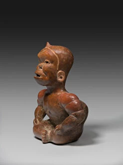 Colima Collection: Seated Hunchbacked Dwarf, A.D. 300 / 400. Creator: Unknown