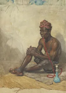 Seated Indian man with hookah, 1870-1923. Creator: Willem Witsen