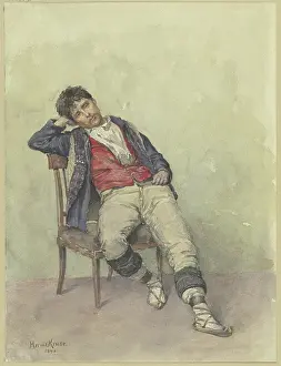 Wove Paper Prints: Seated Italian, 1896. Creator: Hermann Kruse