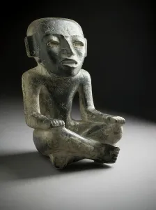 Obsidian Prints: Seated Male Figure, between 200 and 600. Creator: Unknown