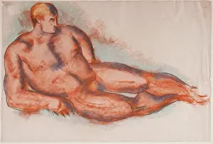 Edmund Hartley Prints: Seated Male Nude, 1923. Creator: Marsden Hartley