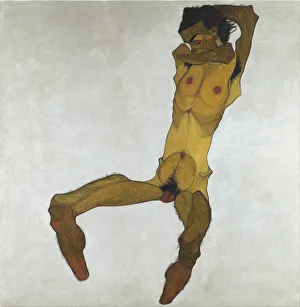 Seated Male Nude (Self-Portrait), 1910. Artist: Schiele, Egon (1890?1918) Seated Male Nude (Self-Portrait), 1910. Artist: Schiele, Egon (1890?1918)