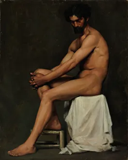 1875 Prints: Seated Man, academy study, 1875. Creator: Albert Edelfelt