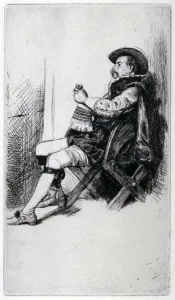 Charles Samuel Collection: Seated Man, in Doublet and Cloak, 19th century