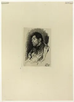 Etching In Black On Paper Prints: Seated Man Facing Left, 1874. Creator: Antonio Piccinni