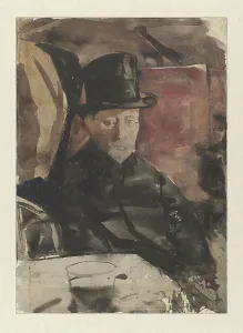 Wary Prints: Seated man in a top hat in a cafe, c.1876-c.1924. Creator: Gerrit Willem Dijsselhof