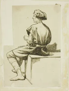 Keene Charles Samuel Prints: Seated Man in Tunic, 1860 / 69. Creator: Charles Samuel Keene