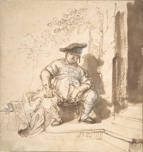 Seated Man Wearing a Flat Cap, 1635-40. Creator: Rembrandt Harmensz van Rijn
