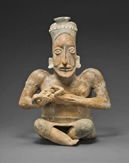 Colima Collection: Seated Maternity Figure, 100 B.C. / A.D. 300. Creator: Unknown