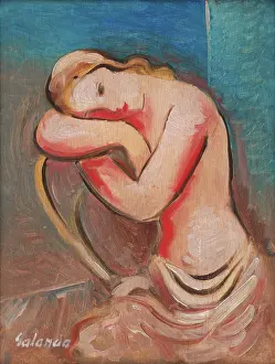 Female Nude Prints: Seated Model, 1936-1937. Creator: Mikulas Galanda