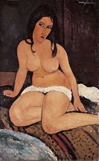 Edge Of The Bed Gallery: Seated Nude, 1917. Artist: Modigliani, Amedeo (1884-1920)