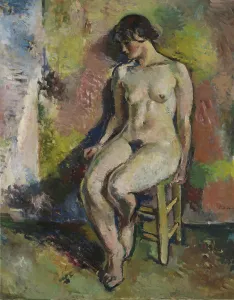 Neo Impressionist Prints: Seated Nude, 1929. Creator: Per Deberitz