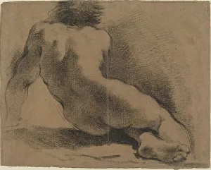 Seated Nude Boy Seen from the Back. Creator: Guercino
