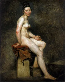 Eugene Prints: Seated Nude, Mademoiselle Rose, 19th century. Artist: Eugene Delacroix