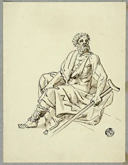 Crutch Prints: Seated Old Man with Crutch, n.d. Creator: Hans Heinrich Meyer