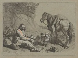 Francesco Londonio Prints: Seated Old Man about to Drink from a Gourd, c. 1763. Creator: Francesco Londonio
