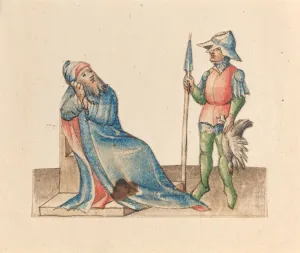 Seated Old Man and Standing Soldier, c. 1420 / 1430. Creator: Unknown
