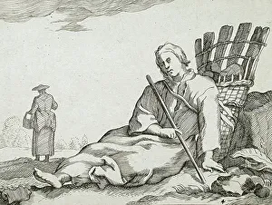 Hamper Prints: Seated Peasant and Basket, 17th century. Creator: Frederick Bloemaert