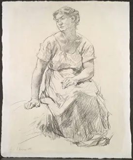 Leon Augustin Lhermitte Prints: Seated Peasant Woman, c. 1885. Creator: Leon Augustin Lhermitte (French, 1844-1925)