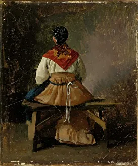 Seated peasant woman, mid-late 19th century. Creator: Nikolai Dmitrievich Dmitriev-Orenburgsky