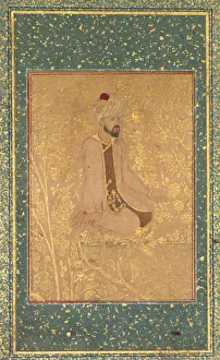 Seated Scholar, Border Fragment from the Teheran / Berlin album, c. 1605-1610. Creator: Unknown