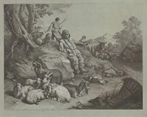 Seated Shepherd before a Flock of Goats, after 1766. Creator: Francesco Londonio