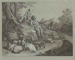 Seated Shepherd before a Flock of Goats, after 1766. Creator: Francesco Londonio Seated Shepherd before a Flock of Goats, after 1766. Creator: Francesco Londonio