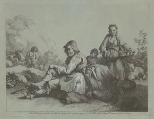 Seated Shepherd and a Peasant Woman with a Basket, 1759 / 1782. Creator: Francesco Londonio