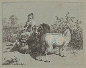 Seated Shepherdess with Three Rams, 1762. Creator: Francesco Londonio