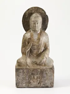 Shaka Nyorai Prints: Seated Shijia Buddha (Shakyamuni), Sui dynasty, Dated 582 CE. Creator: Unknown