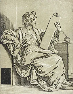 Tablet Prints: Seated Sibyl with Tablet, c1640. Creators: Bartolomeo Coriolano, Guido Reni