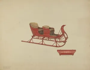 Sleighs Prints: Two Seated Sleigh, c. 1939. Creator: Rolland Ayres