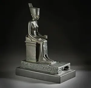 Late Period Prints: Seated Statuette of the Goddess Neith, 711-323 B.C.. Creator: Unknown