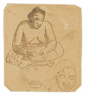 Eug And Xe8 Collection: Seated Tahitian Woman (recto); Standing Tahitian Woman (verso), 1891 / 93
