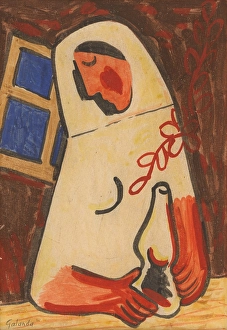Galanda Prints: Seated Woman, around 1938. Creator: Mikulas Galanda