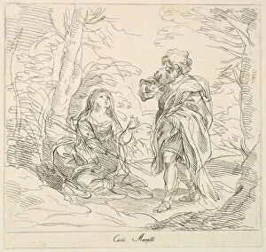 Maratti Carlo Collection: Seated woman and Bearded Man in a Landscape, 1740-1802. Creator: Giuseppe Canale