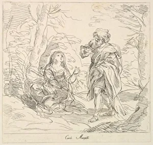 Giuseppe Prints: Seated woman and Bearded Man in a Landscape, 1740-1802. Creator: Giuseppe Canale
