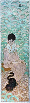 Brunette Gallery: Seated Woman with a Cat, 1891. Artist: Pierre Bonnard