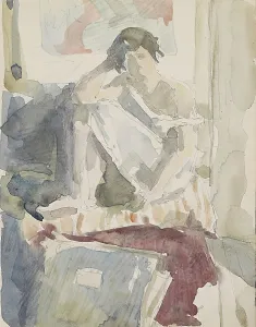 Hand On Head Prints: Seated woman in an interior, c.1916. Creator: Reijer Stolk