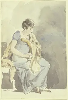 Shawl Prints: Seated woman, late 18th century. Creator: Johann Georg von Dillis
