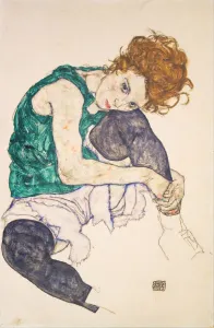 Seated Woman with Legs Drawn Up (Adele Herms). Artist: Schiele, Egon (1890?1918) Seated Woman with Legs Drawn Up (Adele Herms). Artist: Schiele, Egon (1890?1918)