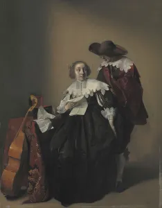 Cello Prints: A Seated Woman with a Letter, a Gentleman Standing by Her;The Officer's Visit